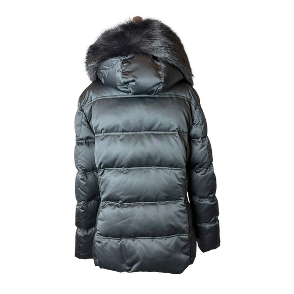Coach Puffer Jacket Women Large Black Fur Hood Down Quilted Luxury Preppy - Picture 3 of 13